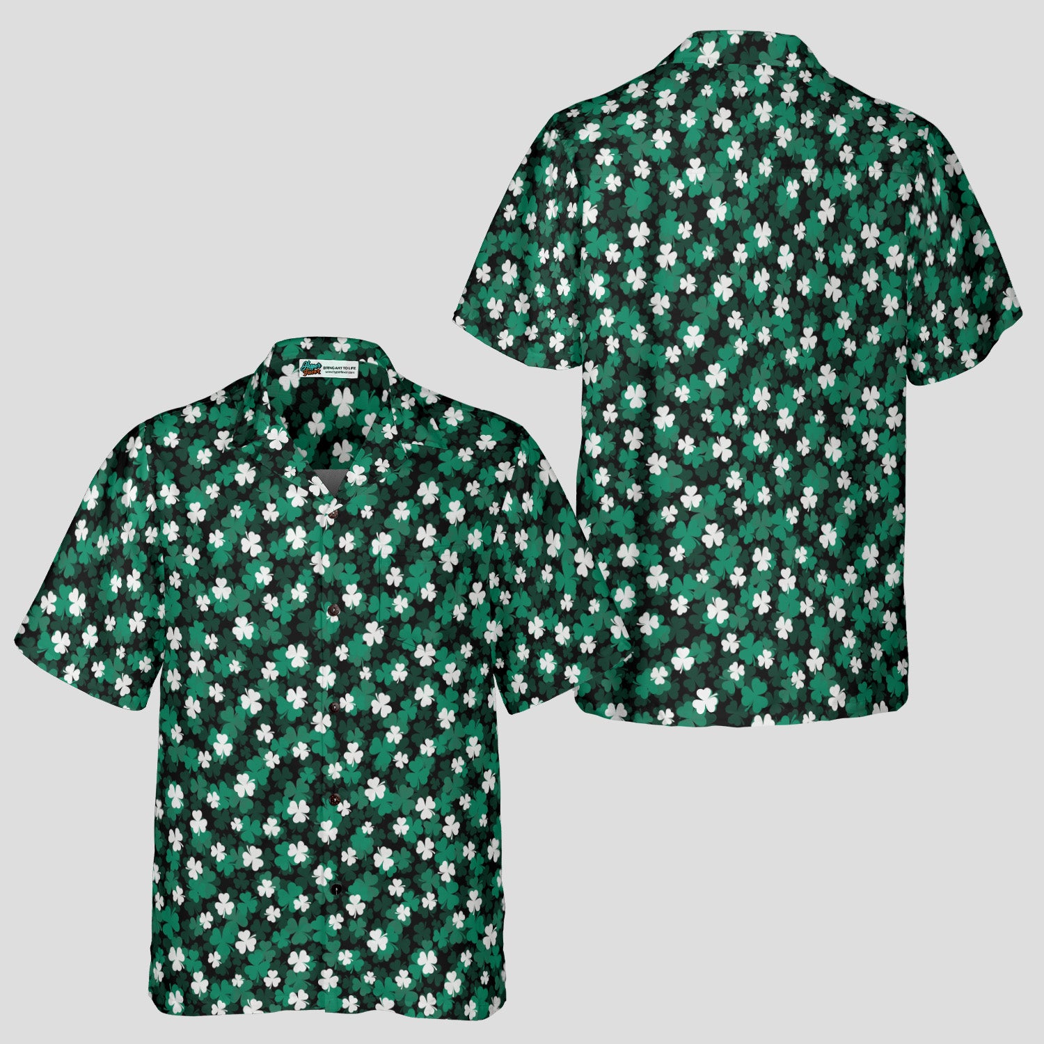 St. Patrick’s Day Clover Print Hawaiian Shirt