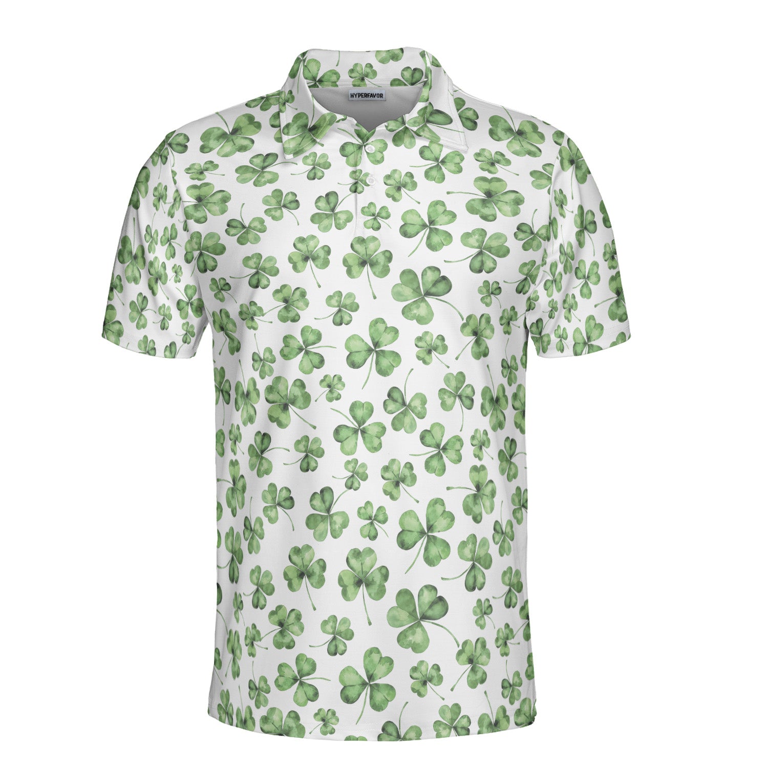 St. Patrick’s Day White Clover Print Men’s Golf Polo Shirt