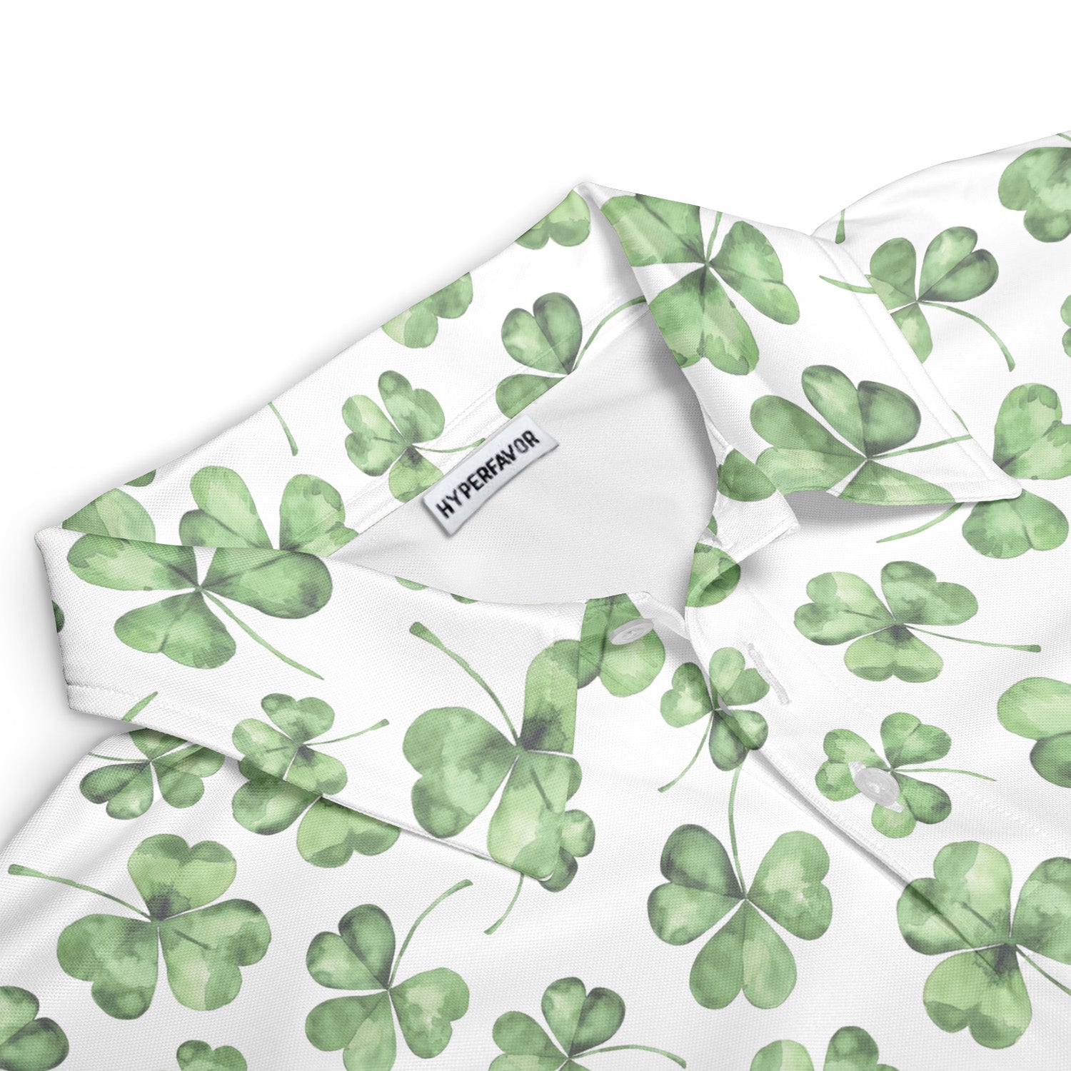 St. Patrick’s Day White Clover Print Men’s Golf Polo Shirt