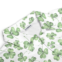 St. Patrick’s Day White Clover Print Men’s Golf Polo Shirt