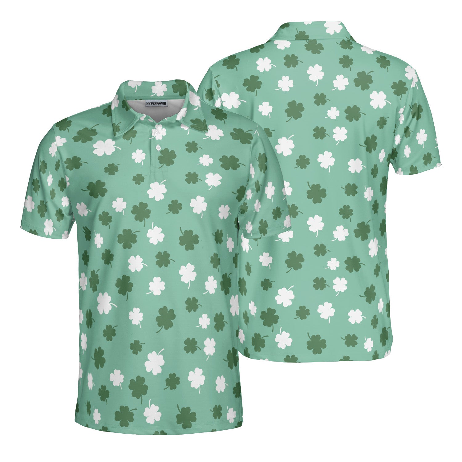 St. Patrick’s Day Clover Print Men’s Golf Polo Shirt