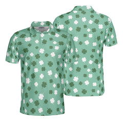 St. Patrick’s Day Clover Print Men’s Golf Polo Shirt