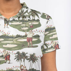 Women's Tropical Santa Golfing Polo Shirts