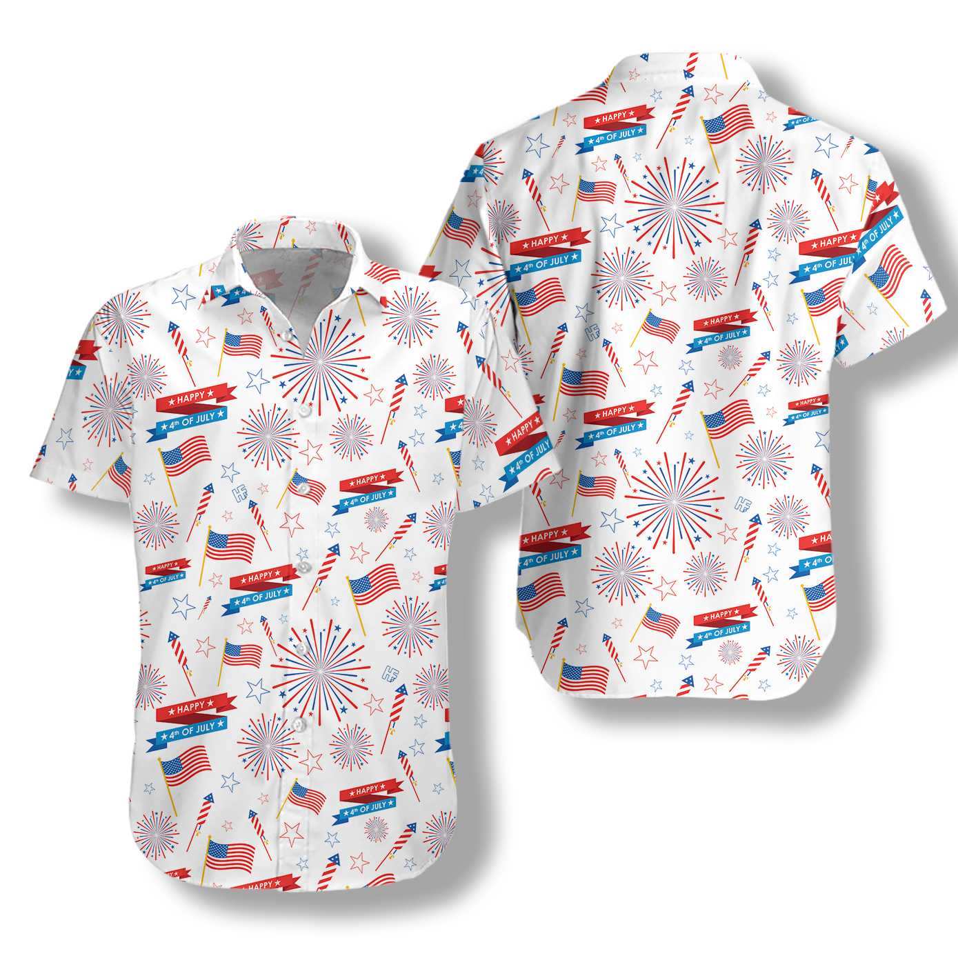 4th Of July US Pattern Hawaiian Shirt - Hyperfavor