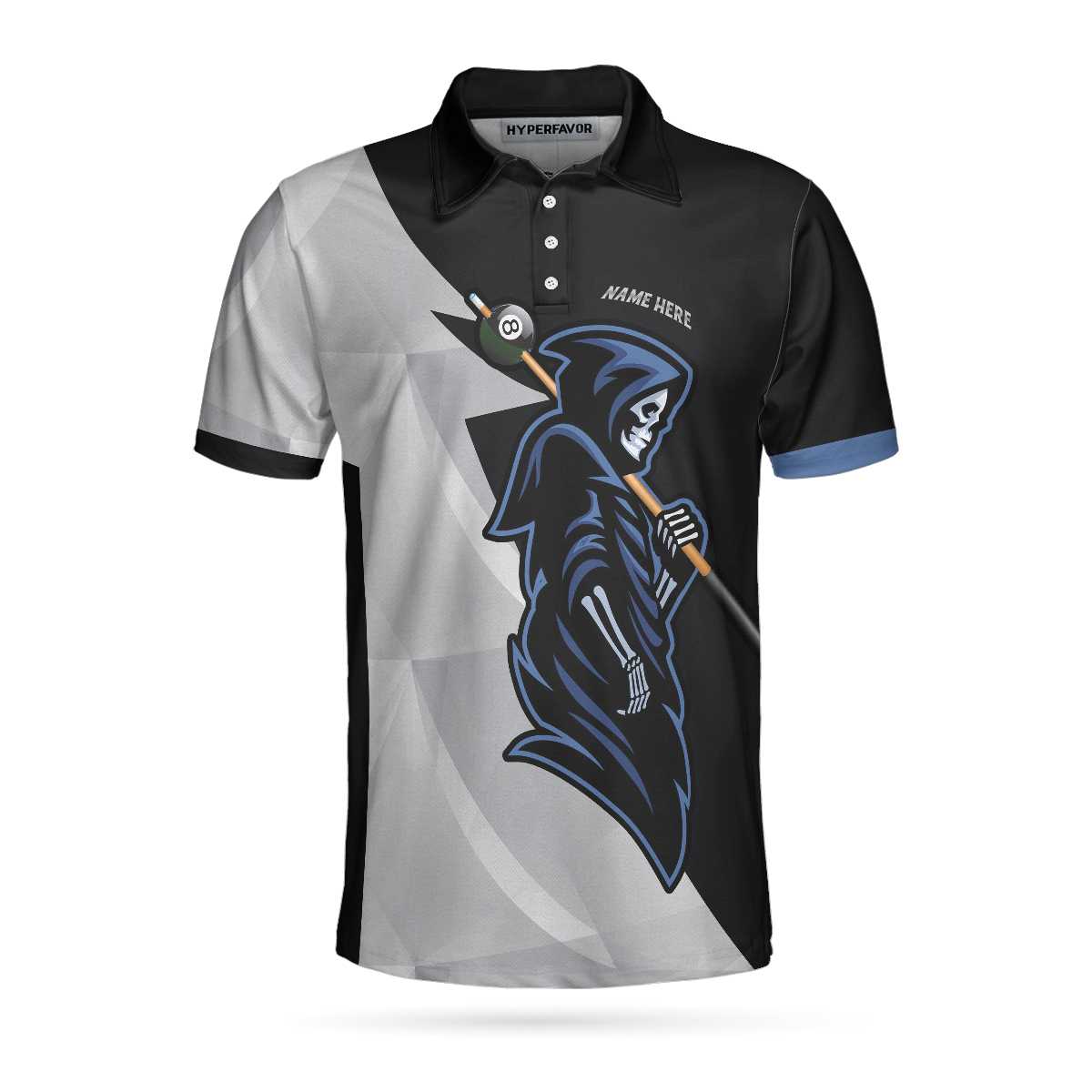 8 Ball Skull Custom Polo Shirt, Personalized Skull Billiards Polo Shirt For Men, Custom Billiards Gift For Billiards Lovers - Hyperfavor