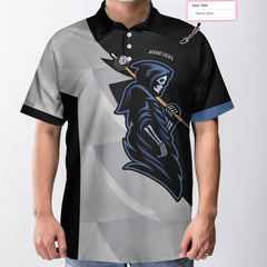 8 Ball Skull Custom Polo Shirt, Personalized Skull Billiards Polo Shirt For Men, Custom Billiards Gift For Billiards Lovers - Hyperfavor