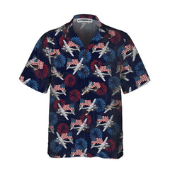 A-26 Invader Aircraft Hawaiian Shirt, American Flag And Firework Military Airplane Shirt For Men - Hyperfavor