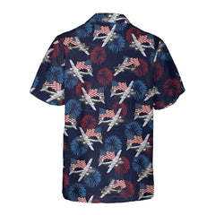 A-26 Invader Aircraft Hawaiian Shirt, American Flag And Firework Military Airplane Shirt For Men - Hyperfavor