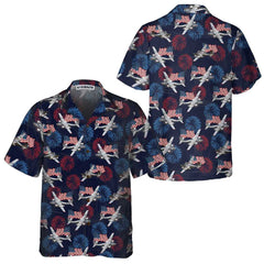 A-26 Invader Aircraft Hawaiian Shirt, American Flag And Firework Military Airplane Shirt For Men - Hyperfavor
