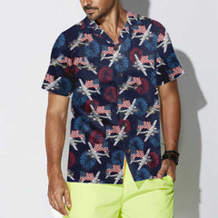 A-26 Invader Aircraft Hawaiian Shirt, American Flag And Firework Military Airplane Shirt For Men - Hyperfavor