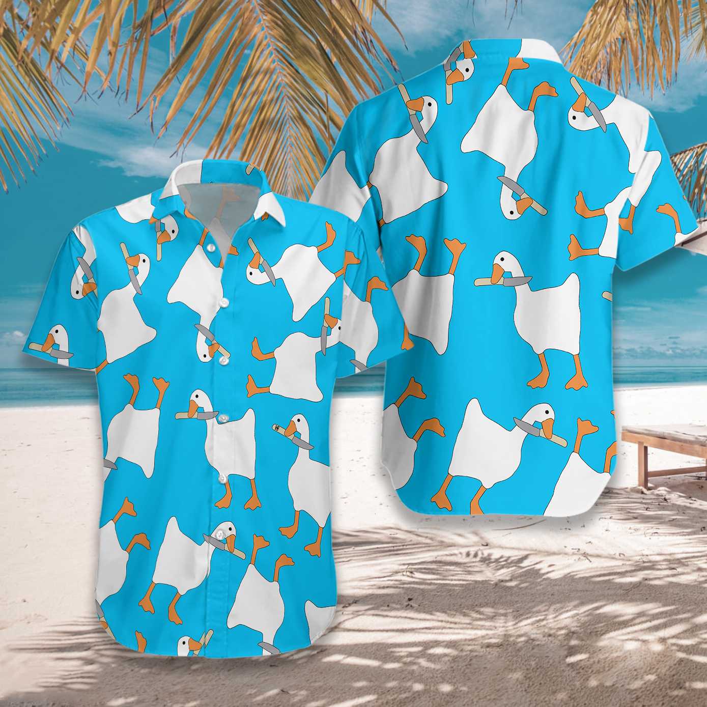 A Dangerous Duck With Knife Hawaiian Shirt - Hyperfavor