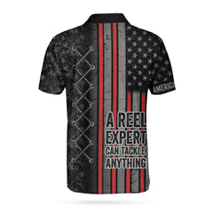 A Reel Expert Can Tackle Anything, Camouflaged American Flag All Over Print Polo Shirt - Hyperfavor