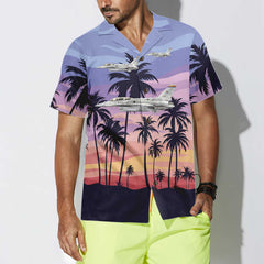 Aircraft On Sunset Hawaiian Shirt, Aircraft Hawaiian Shirt For Men And Women, Tropical Aircraft Shirt - Hyperfavor