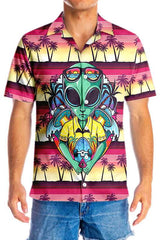 Alien With Skate Shirt For Men Hawaiian Shirt - Hyperfavor