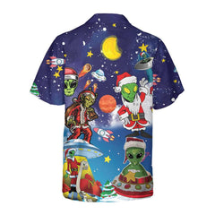 Aliens In Santa Costume Hawaiian Shirt, Funny Christmas Shirt For Men - Hyperfavor