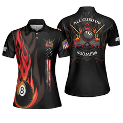 All Cued Up Boomers Short Sleeve Women Polo Shirt - Hyperfavor