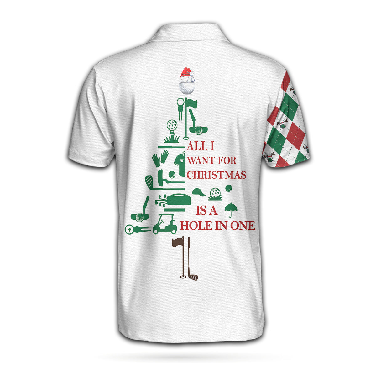 All I Want For Christmas Is A Hole In One Custom Polo Shirt, Personalized Argyle Long Sleeve Shirt For Golfers - Hyperfavor