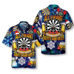 All I Want For Christmas Is Darts And Beer Hawaiian Shirt, Funny Christmas Shirt For Men, Best Xmas Gift Idea - Hyperfavor
