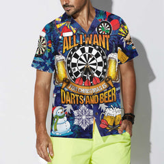 All I Want For Christmas Is Darts And Beer Hawaiian Shirt, Funny Christmas Shirt For Men, Best Xmas Gift Idea - Hyperfavor