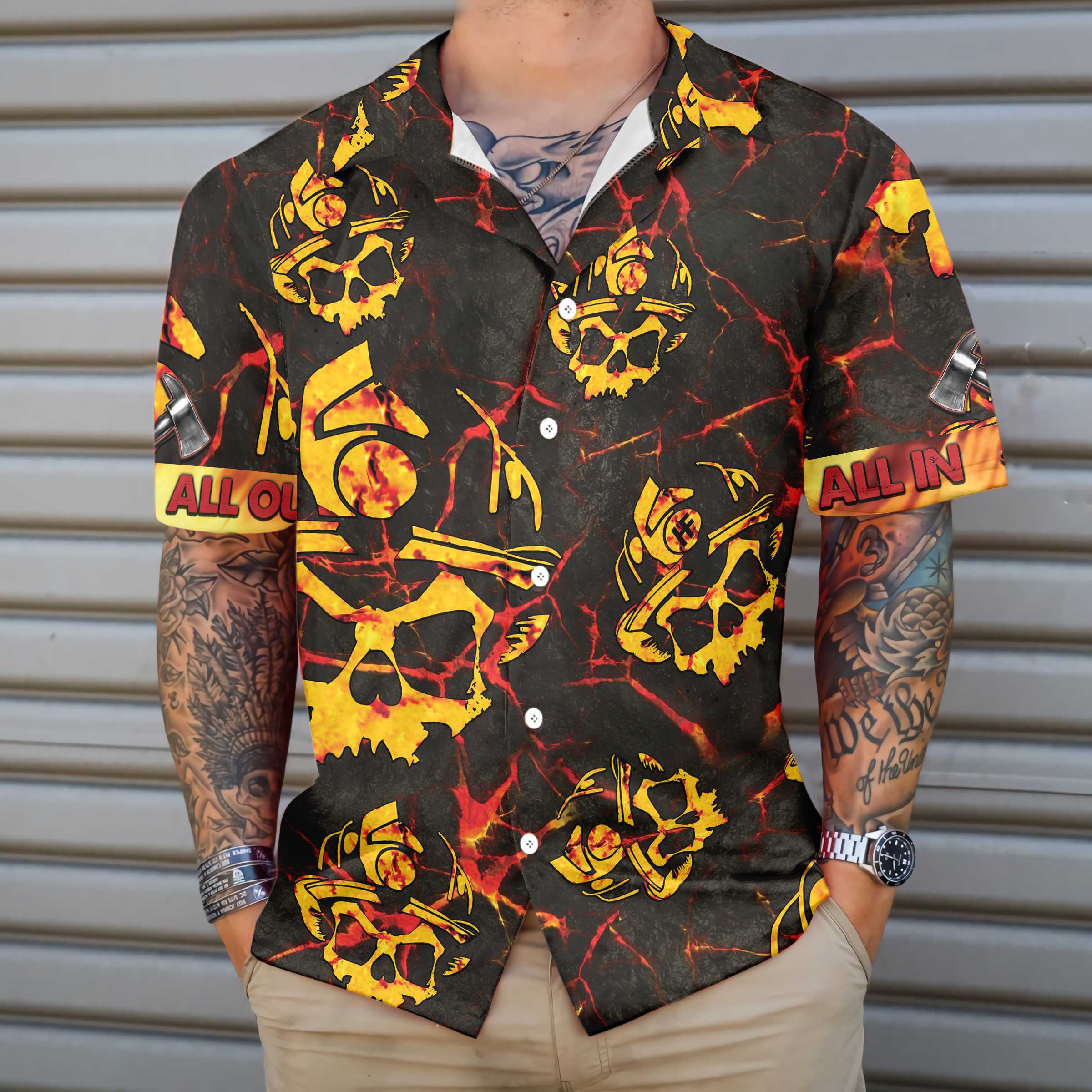 All In All Out Firefighter Axe EZ24 0401 Hawaiian Shirt - Hyperfavor