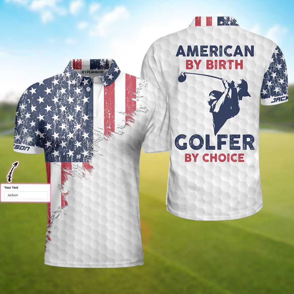America Golf Custom Polo Shirt, Customized Golf Gift Idea, American Flag Golfing Shirt For Male Players - Hyperfavor