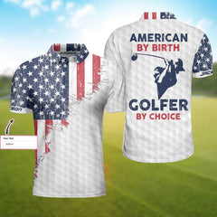 America Golf Custom Polo Shirt, Customized Golf Gift Idea, American Flag Golfing Shirt For Male Players - Hyperfavor