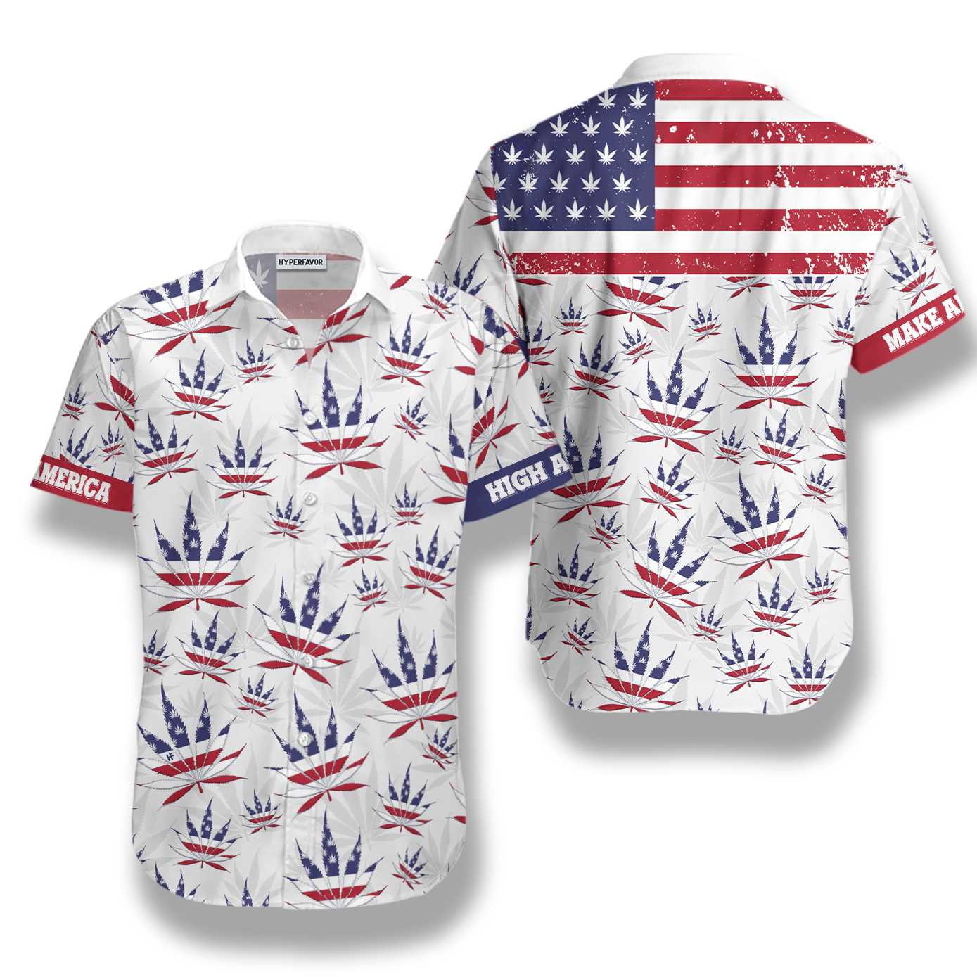America Marijuana Leaf Shirt For Men Hawaiian Shirt - Hyperfavor