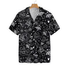 American Traditional Flash Tattoo Skull EZ22 2610 Hawaiian Shirt - Hyperfavor