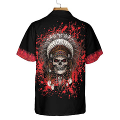American Chief With Skull Face Custom Hawaiian Shirt, Personalized Tribal Native American Shirt - Hyperfavor
