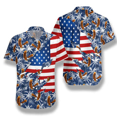 American Eagle Palm Tree Hawaiian Shirt - Hyperfavor