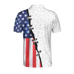 American Flag Disc Golf Custom Polo Shirt, Dot Pattern Disc Golf Shirt For Men, Personalized Disc Golf Shirt - Hyperfavor