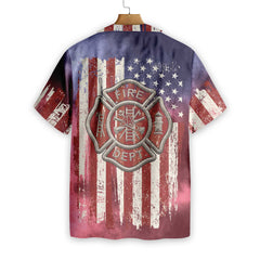American Flag Fire Dept Firefighter Hawaiian Shirt - Hyperfavor