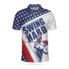 American Flag Golf Texture Swing Hard Polo Shirt - Hyperfavor