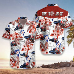 American Flag Helmet Firefighter Seamless EZ24 2301 Hawaiian Shirt - Hyperfavor