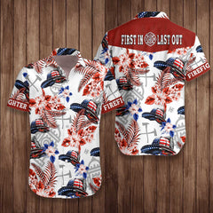 American Flag Helmet Firefighter Seamless EZ24 2301 Hawaiian Shirt - Hyperfavor
