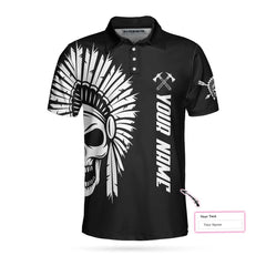 American Indian Skull Custom Polo Shirt, Personalized Skull Cherokee Print Shirt Design, Native American Shirt - Hyperfavor
