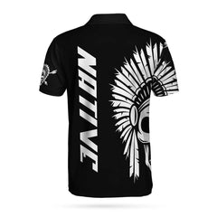 American Indian Skull Custom Polo Shirt, Personalized Skull Cherokee Print Shirt Design, Native American Shirt - Hyperfavor