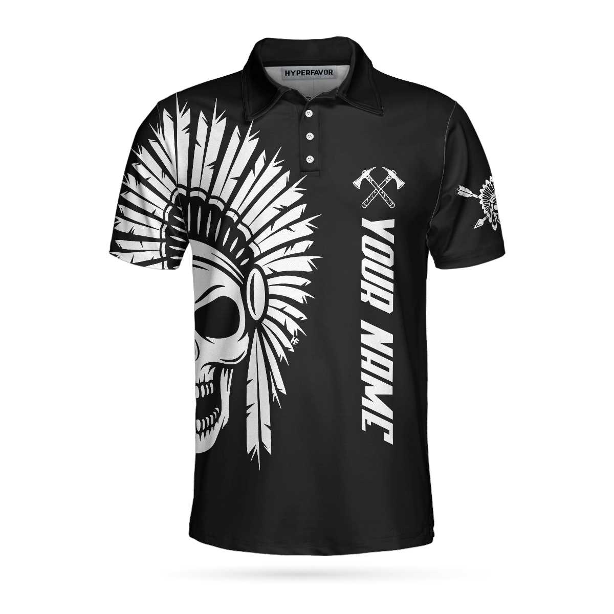 American Indian Skull Custom Polo Shirt, Personalized Skull Cherokee Print Shirt Design, Native American Shirt - Hyperfavor