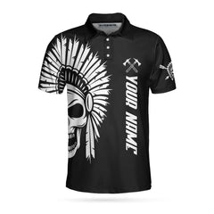 American Indian Skull Custom Polo Shirt, Personalized Skull Cherokee Print Shirt Design, Native American Shirt - Hyperfavor