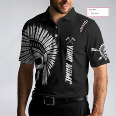 American Indian Skull Custom Polo Shirt, Personalized Skull Cherokee Print Shirt Design, Native American Shirt - Hyperfavor