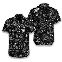 American Traditional Flash Tattoo Skull EZ22 2610 Hawaiian Shirt - Hyperfavor