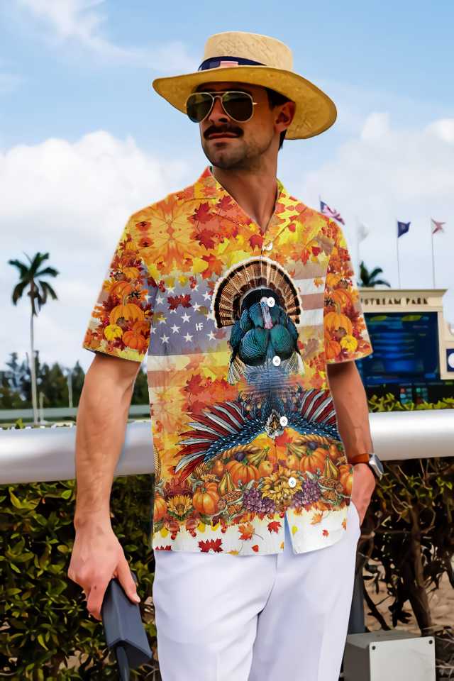 American Turkey Thanksgiving Hawaiian Shirt, Unique Gift For Thanksgiving Day - Hyperfavor