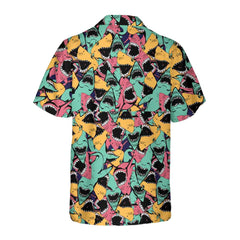 Angry Shark Seamless Pattern Hawaiian Shirt, Shark Shirt Button Up For Adults, Shark Print Shirt - Hyperfavor