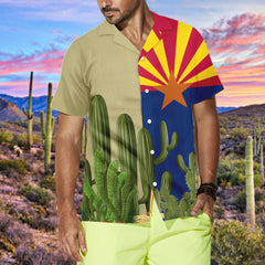 Arizona Flag Saguaro EZ16 0602 Hawaiian Shirt - Hyperfavor