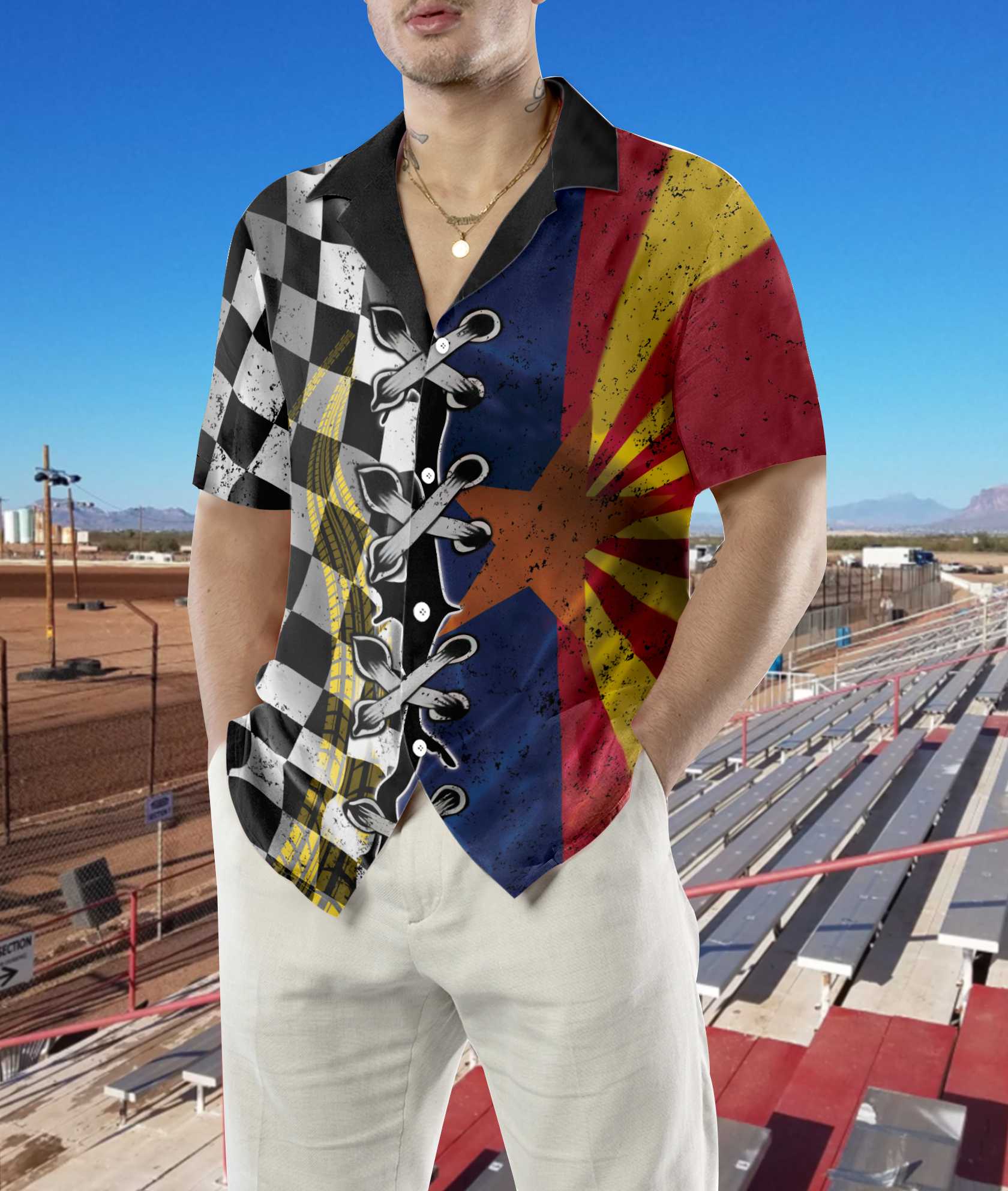 Arizona Racing Flag Hawaiian Shirt - Hyperfavor
