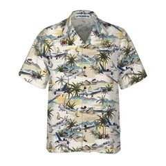 Army Aviation Aircraft Tropical Pattern Hawaiian Shirt, Tropical Aviation Shirt For Men - Hyperfavor