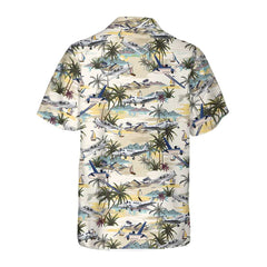 Army Aviation Aircraft Tropical Pattern Hawaiian Shirt, Tropical Aviation Shirt For Men - Hyperfavor