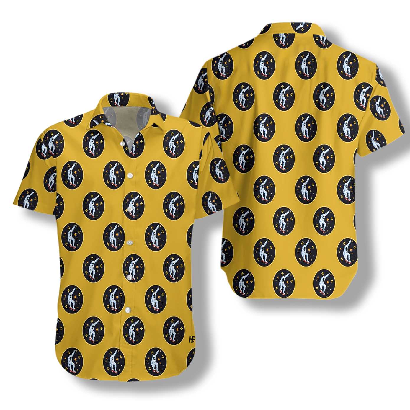 Astronaut Binance Coin Moon Pattern Hawaiian Shirt - Hyperfavor