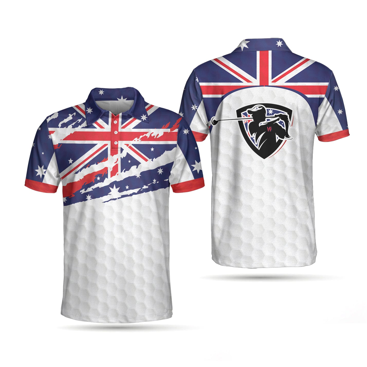 Australian Flag Golf Texture Polo Shirt - Hyperfavor