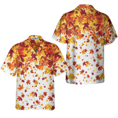 Autumn Leaves On White Thanksgiving Hawaiian Shirt, Unique Gift For Thanksgiving Day - Hyperfavor